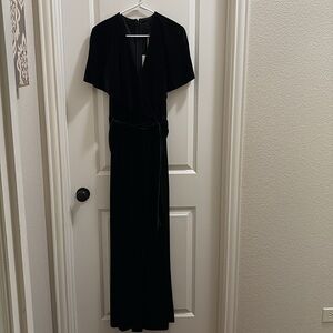 NWT Alex Marie Beth Wrap Jumpsuit Black Velvet size 10 Elegant Classic